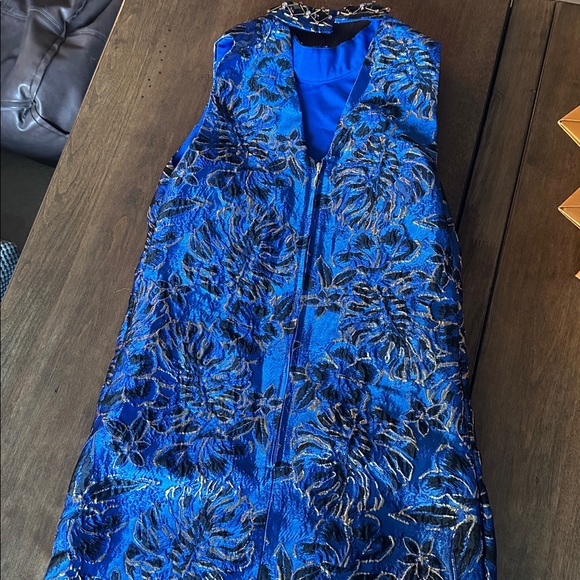 Lilly Pulitzer Blue and Black Floral Sleeveless Dress Sz 0 Zero Brandi Shift - Picture 14 of 15